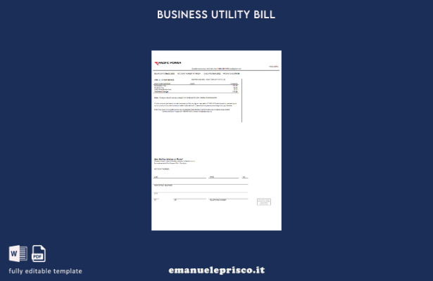 stile verificato Fattura aziendale della Pacific Power Utility, modello di pagin